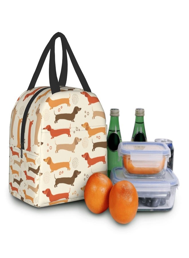 Evlaschin Dachshund Lunch Bags for Kids Cute Weiner Dog Puppy Print Insulated Reusable Lunch Box Thermal Cooler Lunch Tote Handbag for Girls Boys School Women Men Office Travel - Image 4